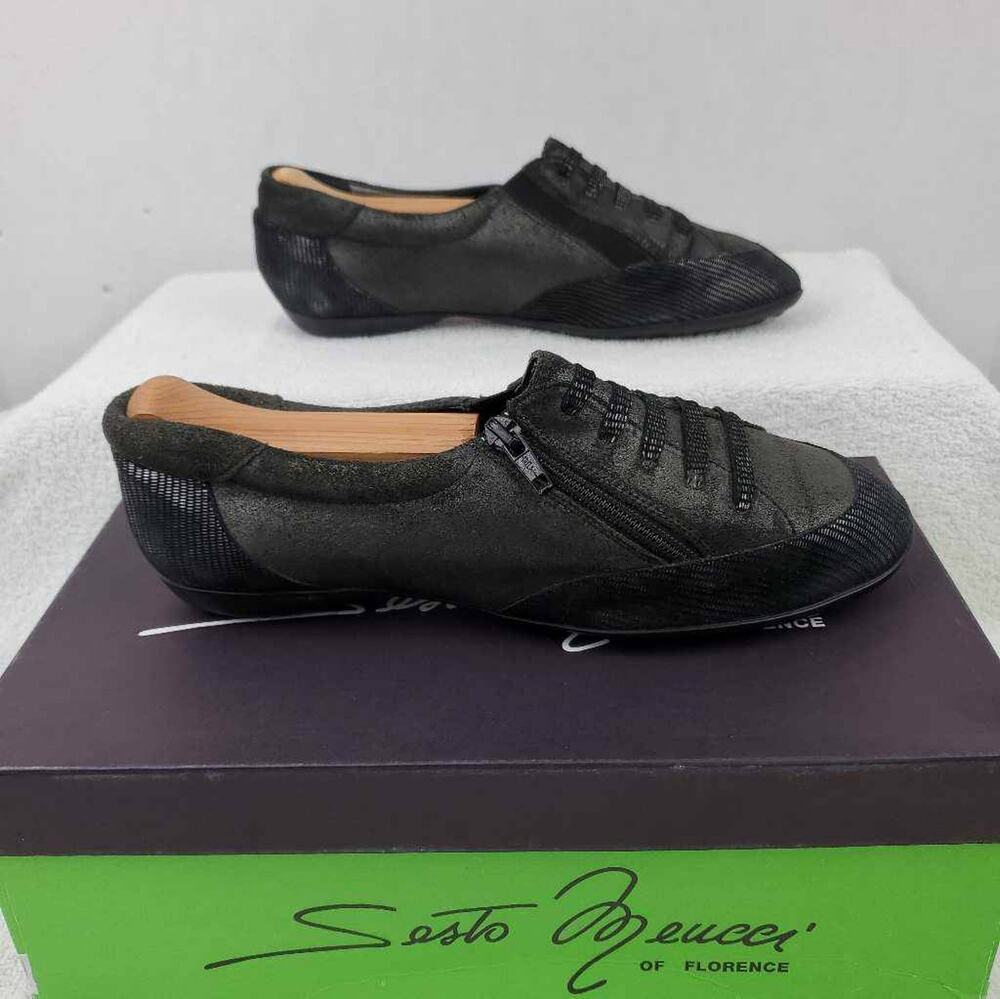 Sesto Meucci Womens Beckie Comfort Sneakers Gray Textured Zipper Shoes US 6.5 M